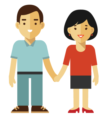 Couple holding hands highlighting an important information