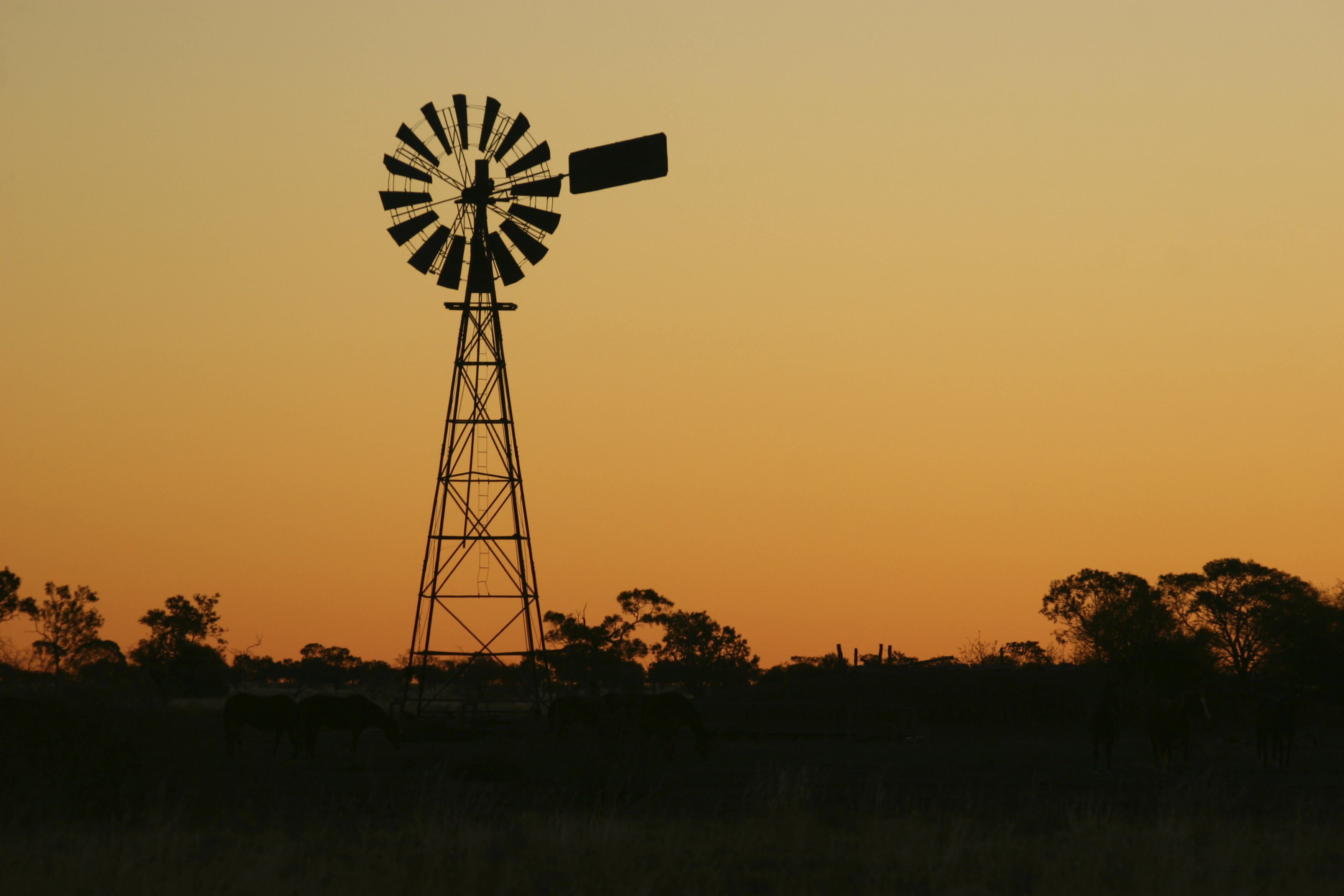 Large windmill at sunset