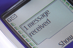 Picture of mobile phone screen showing one message recieved