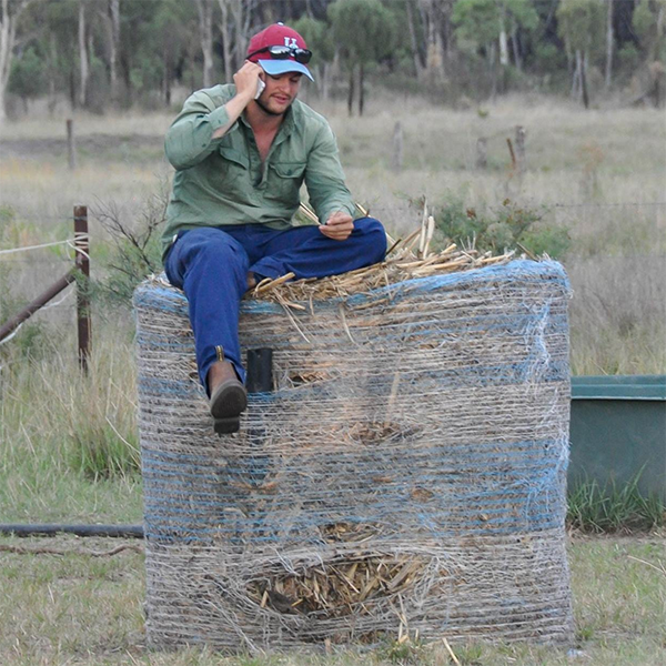 Farmer using mobile phone