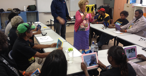 Indiginous media producers learning to use iPads for filming