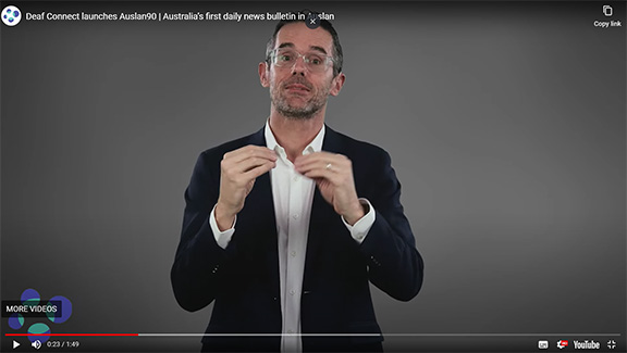 Screenshot of Deaf Connect's Auslan90 Broadcast