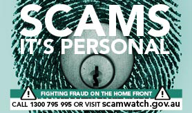 Picture of scamwatch logo - links to scamwatch website 
