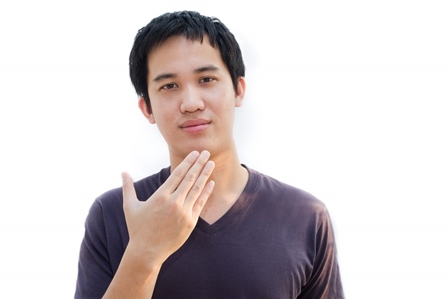 Man using sign language