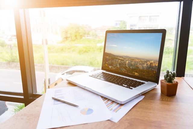 Laptop on a  desk