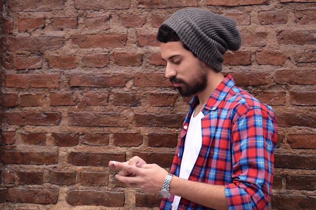 Young man using smartphone