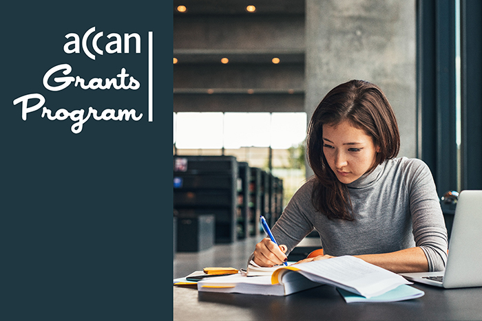 ACCAN Grants Program Banner - Woman researching at library